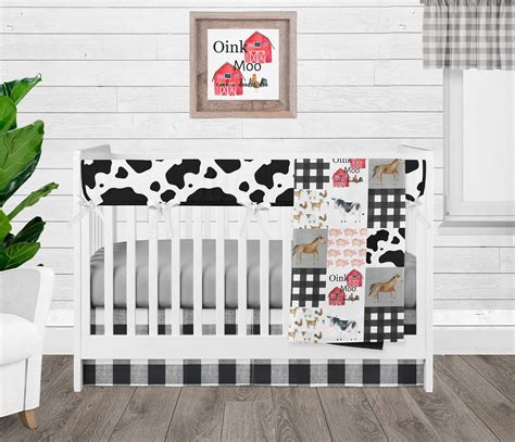 farmhouse crib sheet|farm animal baby crib set.